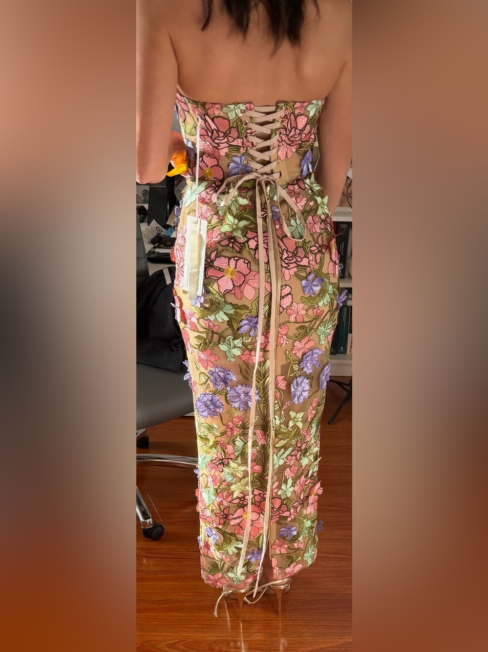 Bronx and Banco - Iris Floral Maraya Strapless Ankle Dress - Picture 2 of 4
